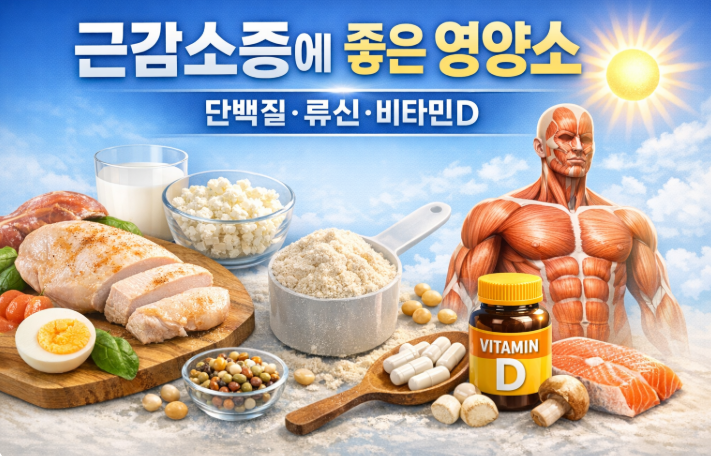 근감소증에 좋은 영양소 단백질 류신 비타민D