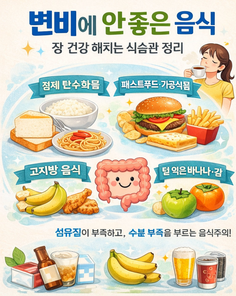 변비에 안 좋은 음식 총 정리— 변비를 유발하는 음식과 식습관 2 변비에 안좋음 음식 장 건강 해치는 식습관 정리