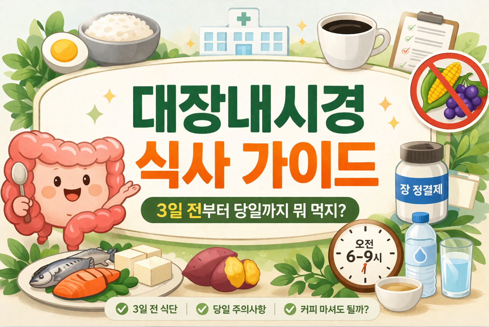 대장 내시경 식사 가이드 3일전 부터 당일까지 뭐 먹지?