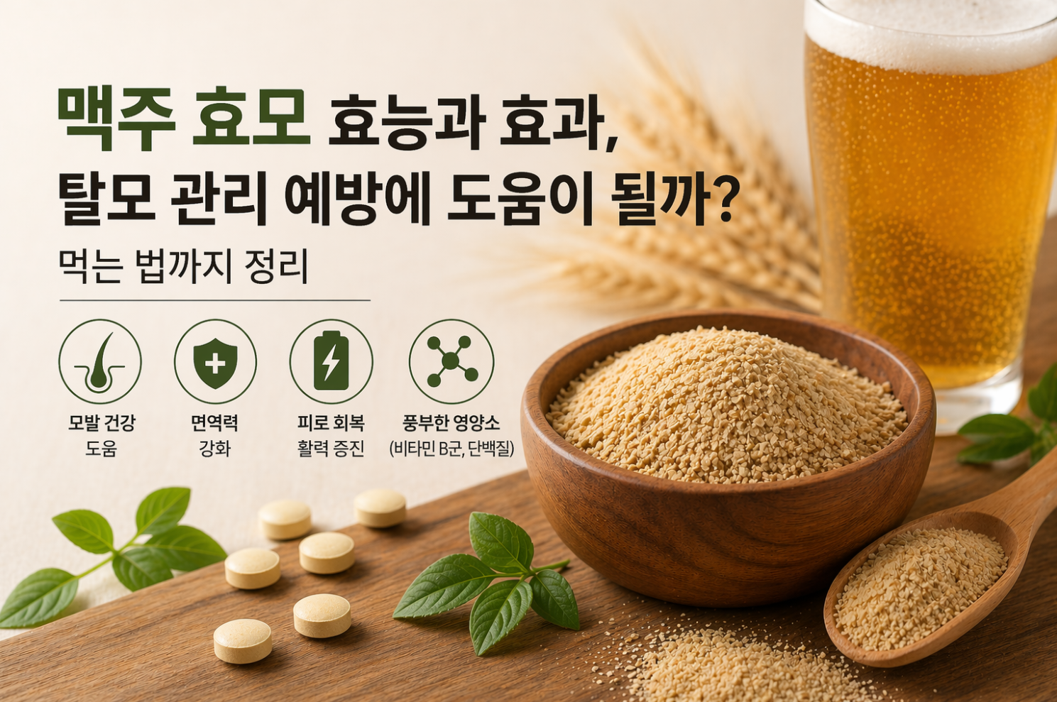 맥주 효모 효능과 효과, 탈모 관리 예방에 도움이 될까? 먹는 법까지 정리