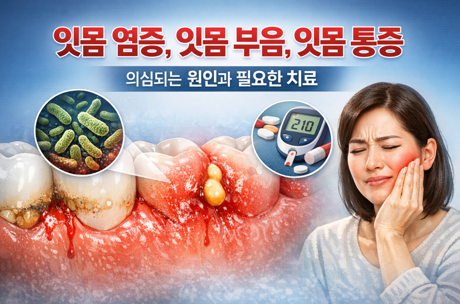 잇몸 염증, 잇몸 부음, 잇몸 통증 