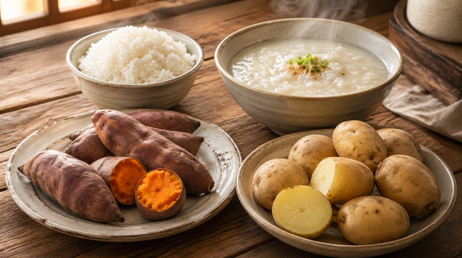 죽, 밥, 감자, 고구마