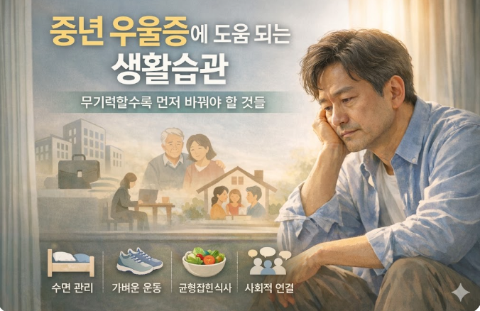 중년 우울증에 도움되는 생활습관