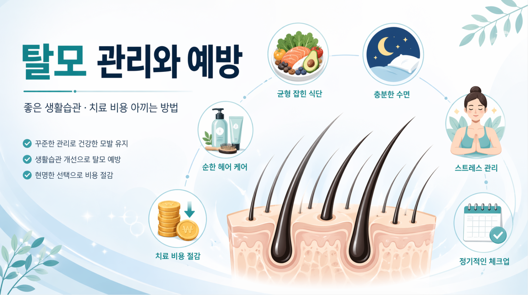 탈모 관리와 예방에 좋은 생활습관, 치료 비용 아끼는 방법