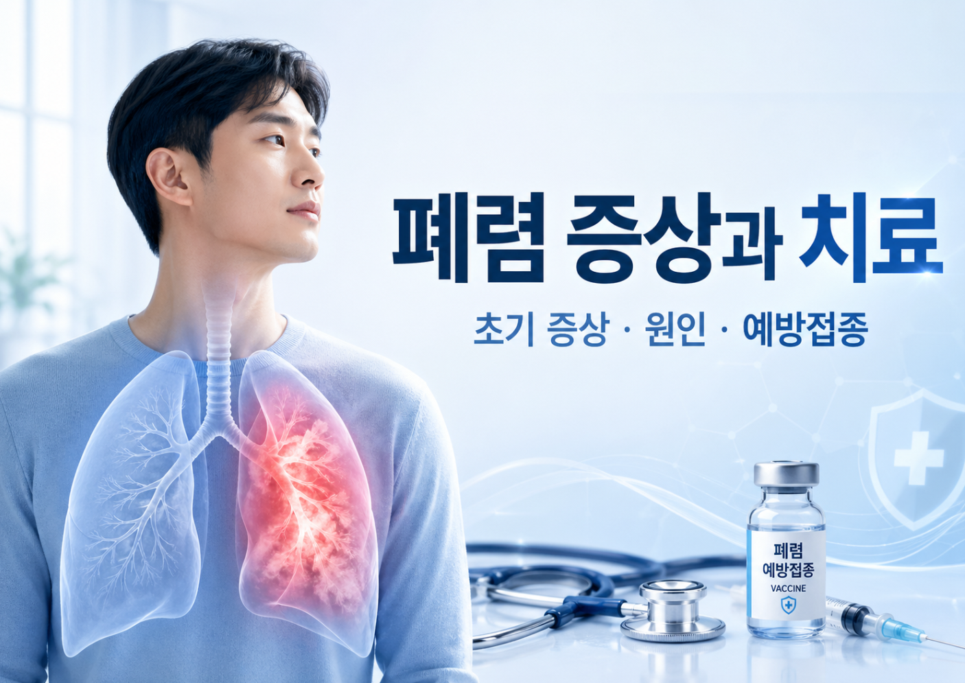 폐렴 증상과 초기 증상, 원인부터 치료·예방접종까지 알아둘 점