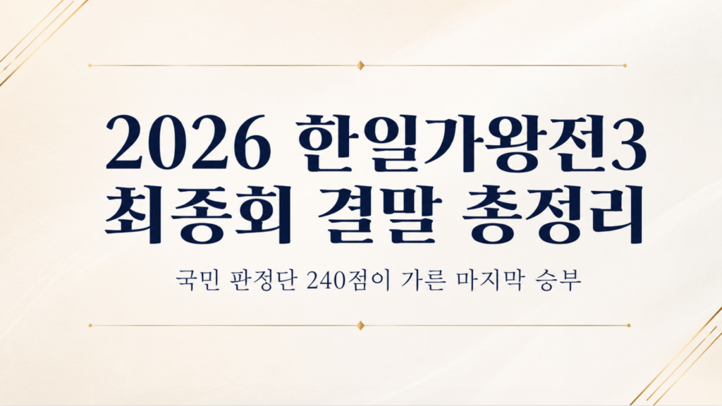 2026 한일가왕전3 최종회 결과 - 국민 판정단 240점이 가른 마지막 승부 2 2026 한일가왕전3 최종회 결말 총정리 - 국민 판정단 240점이 가른 마지막 승부