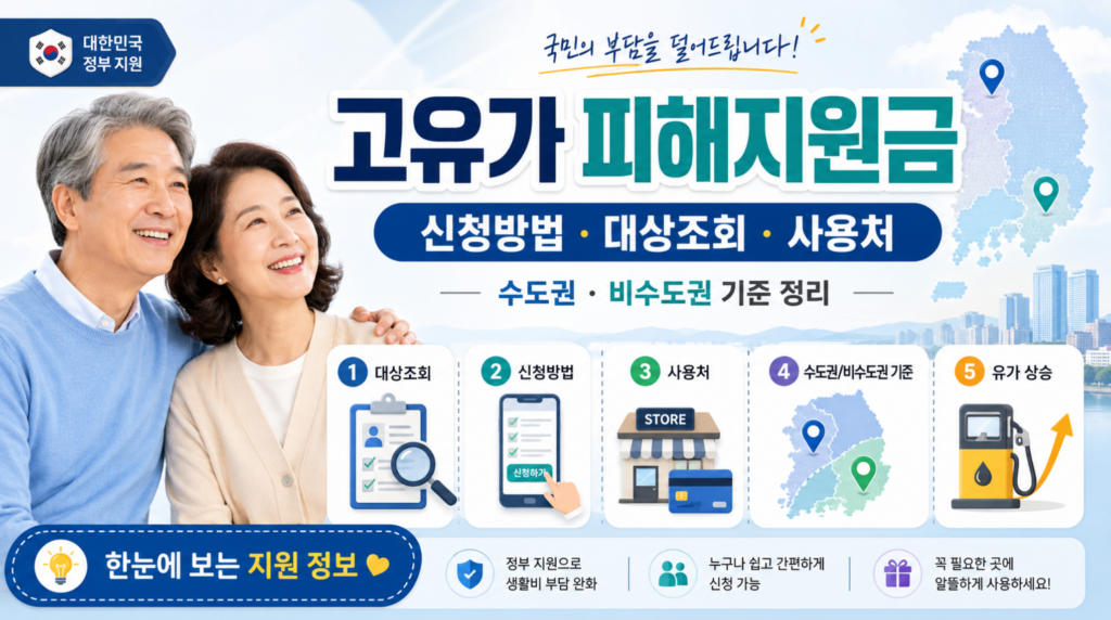 고유가 피해지원금 신청방법 및 대상조회·사용처·수도권 비수도권 기준 정리