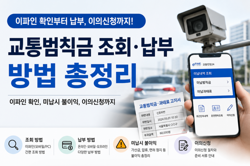 2026 교통범칙금·교통 과태료 조회 납부 방법 총정리 - 이파인 확인, 미납시 불이익, 이의신청까지 2 교통범칙금·교통 과태료 조회 납부 방법 총정리 - 이파인 확인, 미납시 불이익, 이의신청까지