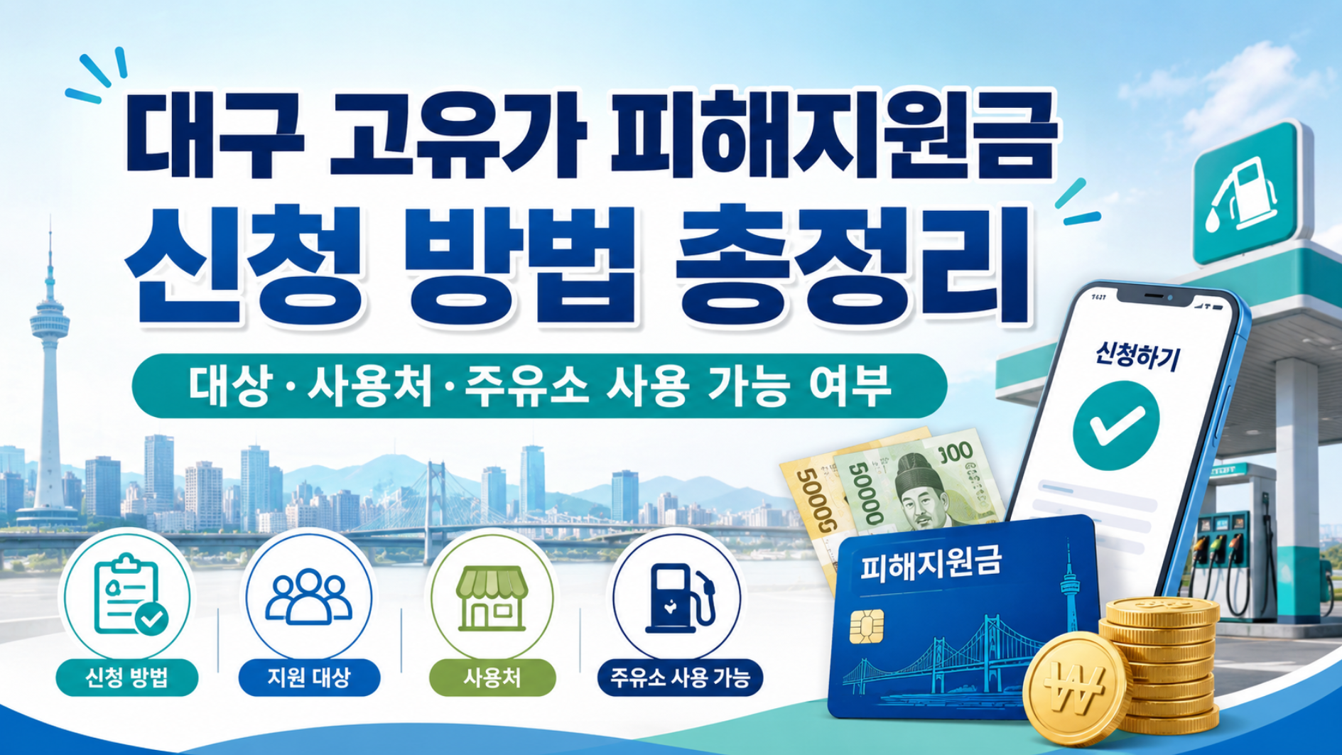 대구 고유가 피해지원금 신청 방법 총정리 대상·사용처·주유소 사용 가능 여부