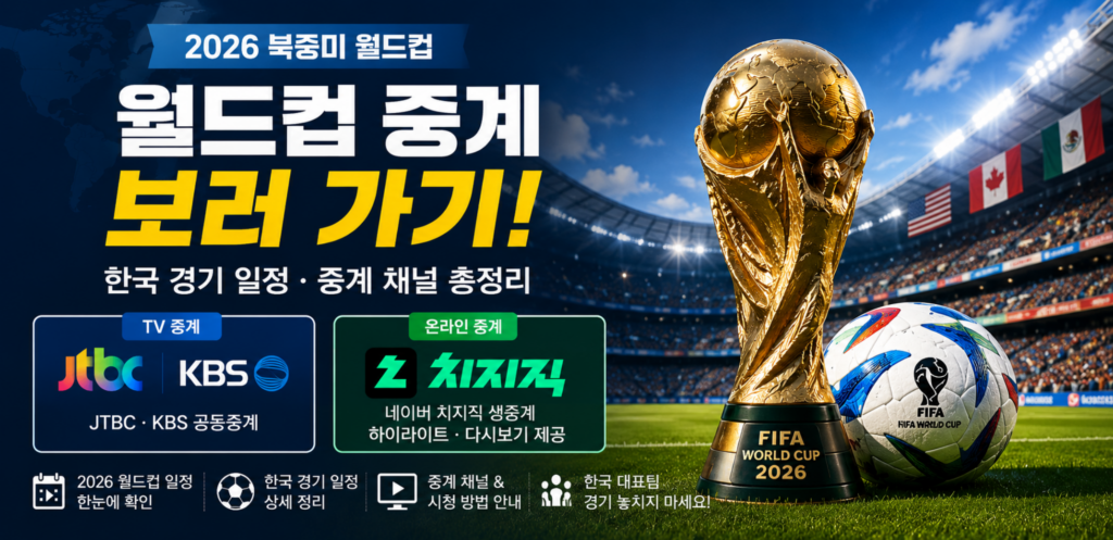 2026 월드컵 중계 보러가기, 북중미 월드컵 한국 경기 시청 안내 2 2026 월드컵 중계 보러가기, 북중미 월드컵 한국 경기 시청 안내
